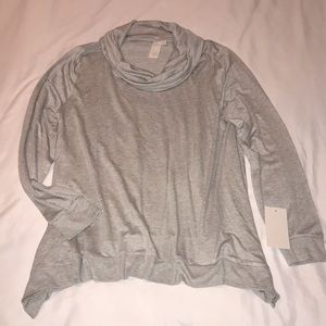 Grey Lightweight Synthetic Knit Relaxed Cowl Neck Tunic Top XL NWT